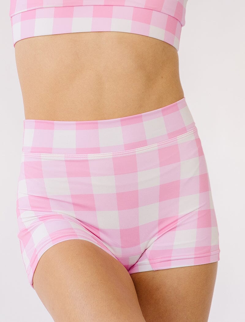 Pink Margrethe High-Waist Boy Short Swim Bottoms