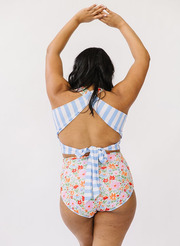 Painted Floral Crossback Swim Top