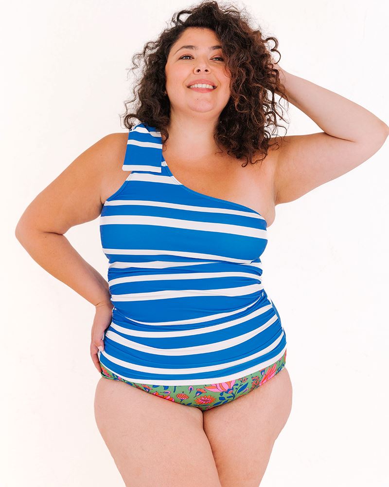 Lucky Brand Women's Striped Embroidered Tankini Swim Top Separates